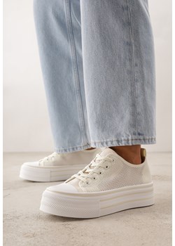 Beżowe Trampki na Grubej Podeszwie z Plecioną Cholewką Nalivera ze sklepu born2be.pl w kategorii Trampki damskie - zdjęcie 189063167