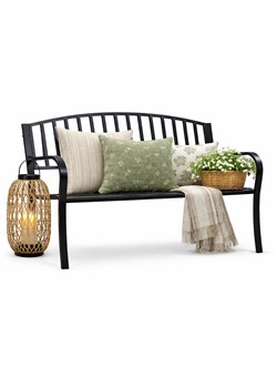 Czarna ławka ogrodowa z okuciem pionowym D1-A07 ze sklepu Edinos.pl w kategorii Ławki ogrodowe - zdjęcie 189063188