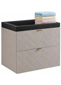 Beżowa szafka pod umywalkę z szufladami 60 cm kaszmir H2-C85 ze sklepu Edinos.pl w kategorii Szafki i regały łazienkowe - zdjęcie 189063205