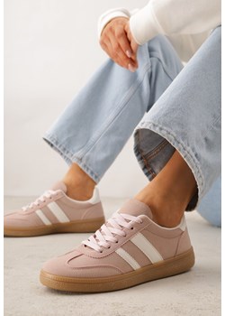 Różowe Sneakersy Typu Tenisówki Ozdobione Paskami po Bokach Fefia ze sklepu renee.pl w kategorii Buty sportowe damskie - zdjęcie 189064496