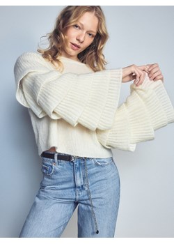 Reserved - Sweter z ozdobnymi rękawami - kremowy ze sklepu Reserved w kategorii Swetry damskie - zdjęcie 189064605