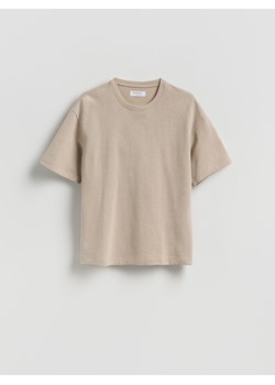 Reserved - Bawełniany t-shirt boxy - beżowy ze sklepu Reserved w kategorii T-shirty męskie - zdjęcie 189064776