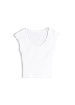 GATE Klasyczna koszulka z żebrowanej dzianiny 32 ze sklepu gateshop w kategorii Bluzki damskie - zdjęcie 189064999