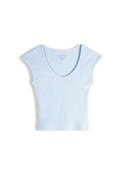 GATE Klasyczna koszulka z żebrowanej dzianiny 32 ze sklepu gateshop w kategorii Bluzki damskie - zdjęcie 189065005