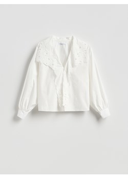 Reserved - Bluzka z koronkowym kołnierzem - biały ze sklepu Reserved w kategorii Bluzki damskie - zdjęcie 189066839