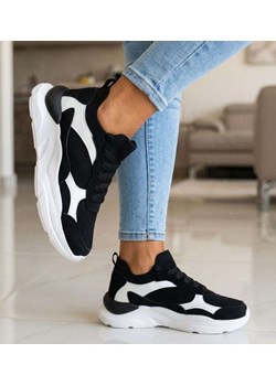 Czarno białe wsuwane sneakersy buty sportowe /E4-3 18769 W231 ze sklepu Pantofelek24.pl w kategorii Buty sportowe damskie - zdjęcie 189066916