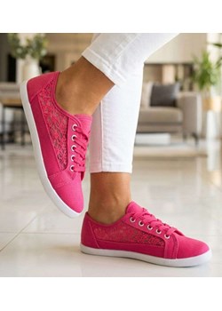 Ażurowe fuksjowe koronkowe tenisówki /G1-2 18740 T077/ ze sklepu Pantofelek24.pl w kategorii Trampki damskie - zdjęcie 189066926