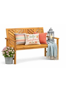 Drewniana ławka ogrodowa z wzorem w jodełkę R2-L33 ze sklepu Edinos.pl w kategorii Ławki ogrodowe - zdjęcie 189068178