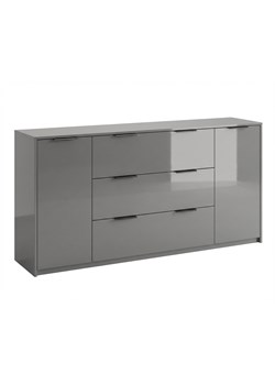 Szara komoda nowoczesna z 3 szufladami szary połysk lawa H1-C18 ze sklepu Edinos.pl w kategorii Komody - zdjęcie 189068207