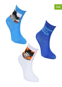 Dragon Ball Z Skarpety (3 pary) "Dragon Ball Super" w kolorze niebiesko-białym ze wzorem ze sklepu Limango Polska w kategorii Skarpetki dziecięce - zdjęcie 189069069