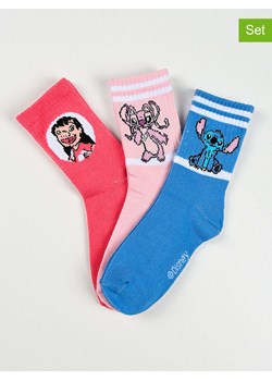 Lilo &amp; Stitch Skarpety (3 pary) w kolorze czerwonym, jasnoróżowym i niebieskim ze sklepu Limango Polska w kategorii Skarpetki dziecięce - zdjęcie 189069229