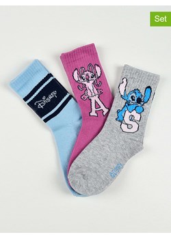 Lilo &amp; Stitch Skarpety (3 pary) "Lilo &amp; Stitch" w kolorze szaro-fioletowo-błękitnym ze sklepu Limango Polska w kategorii Skarpetki dziecięce - zdjęcie 189069239
