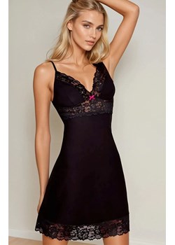 Damska koszula nocna czarna Rose N049, Kolor czarny, Rozmiar S, Ewana ze sklepu Primodo w kategorii Koszule nocne - zdjęcie 189070419