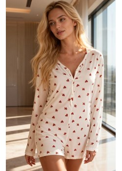 Jednoczęściowy kombinezon damski w serduszka KISSELLE, Kolor ecru-czerwony, Rozmiar S, Passion ze sklepu Primodo w kategorii Piżamy damskie - zdjęcie 189070506