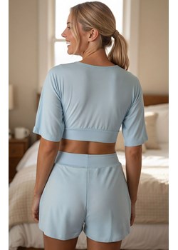 Krótka piżama damska jasnoniebieska BELLUVIA, Kolor jasnoniebieski, Rozmiar L, Passion ze sklepu Intymna w kategorii Piżamy damskie - zdjęcie 189070938