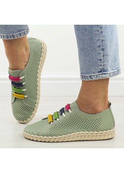 Zielone skórzane ażurowe półbuty damskie T.Sokolski W26-03 ze sklepu suzana.pl w kategorii Półbuty damskie - zdjęcie 189075116