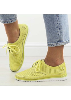 Cytrynowe skórzane ażurowe półbuty damskie T.Sokolski W26-01 ze sklepu suzana.pl w kategorii Półbuty damskie - zdjęcie 189075159