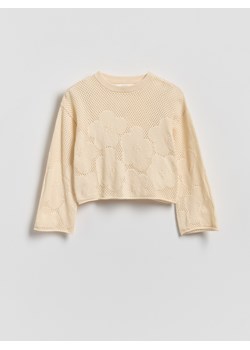 Reserved - Bawełniany sweter - kremowy ze sklepu Reserved w kategorii Swetry dziewczęce - zdjęcie 189075368