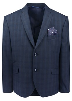 Taliowana, Elegancka Marynarka Męska - Casino - Granat, Delikatna Kratka MARCSNO2716 ze sklepu JegoSzafa.pl w kategorii Marynarki męskie - zdjęcie 189075446