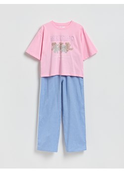 Reserved - Dwuczęściowa piżama z nadrukiem - niebieski ze sklepu Reserved w kategorii Piżamy damskie - zdjęcie 189077658