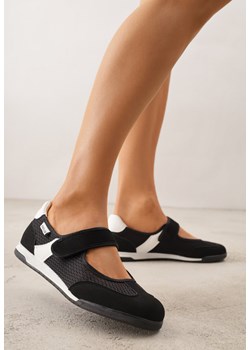Czarne Tenisówki w Stylu Balerinek z Napisem Emitanela ze sklepu born2be.pl w kategorii Balerinki - zdjęcie 189080246