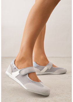 Szare Tenisówki w Stylu Balerinek z Napisem Emitanela ze sklepu born2be.pl w kategorii Balerinki - zdjęcie 189080255