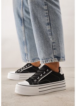 Czarne Klasyczne Trampki na Grubej Podeszwie Araenes ze sklepu born2be.pl w kategorii Trampki damskie - zdjęcie 189080309