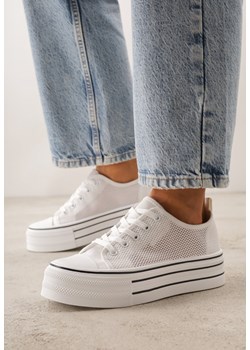 Białe Trampki na Grubej Podeszwie z Plecioną Cholewką Nalivera ze sklepu born2be.pl w kategorii Trampki damskie - zdjęcie 189080318