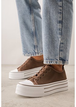 Brązowe Trampki na Grubej Podeszwie z Plecioną Cholewką Nalivera ze sklepu born2be.pl w kategorii Trampki damskie - zdjęcie 189080327