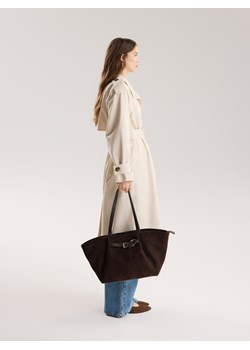 Reserved - Torebka shopper z imitacji zamszu - ciemnobrązowy ze sklepu Reserved w kategorii Torby Shopper bag - zdjęcie 189080869