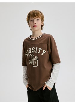 Reserved - Bawełniany longsleeve - brązowy ze sklepu Reserved w kategorii Bluzy chłopięce - zdjęcie 189081027