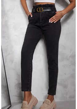 Czarne Jeansy Mom Fit z Paskiem Astera ze sklepu renee.pl w kategorii Jeansy damskie - zdjęcie 189084147