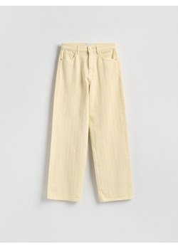 Reserved - Jeansy wide leg w prążek - żółty ze sklepu Reserved w kategorii Spodnie damskie - zdjęcie 189084559