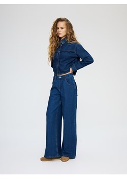 Reserved - Jeansy wide leg z ozdobnymi kieszeniami - niebieski ze sklepu Reserved w kategorii Jeansy damskie - zdjęcie 189084898