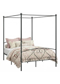 Szare metalowe łóżko małżeńskie z baldachimem 200x200 cm M9-W09 ze sklepu Edinos.pl w kategorii Łóżka i materace - zdjęcie 189085877