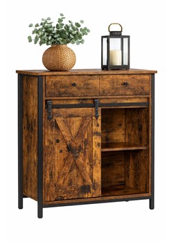 Loftowa komoda z przesuwnymi drzwiami rustykalny brąz C6-P85 ze sklepu Edinos.pl w kategorii Komody - zdjęcie 189085886