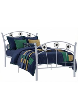 Szare metalowe łózko dziecięce z piłką 90x200 cm N4-Z06 ze sklepu Edinos.pl w kategorii Łóżka dziecięce - zdjęcie 189085895