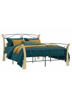 Rustykalne łóżko metalowe czarny + jasny dąb 120x200 cm G3-P04 ze sklepu Edinos.pl w kategorii Łóżka i materace - zdjęcie 189085896