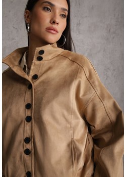 Jasnobrązowa Kurtka Bomber Jacket Ozdobiona Guzikami Quilimi ze sklepu renee.pl w kategorii Kurtki damskie - zdjęcie 189086965