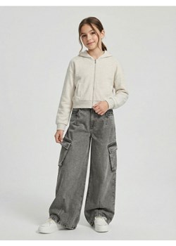 Sinsay - Jeansy wide leg z efektem sprania - szary ze sklepu Sinsay w kategorii Spodnie dziewczęce - zdjęcie 189087686