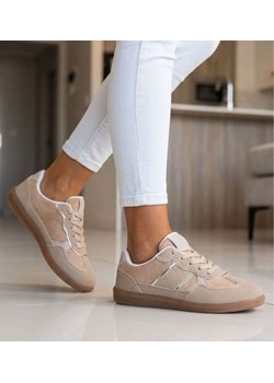 Sznurowane buty sportowe casual khaki /G2-3 18768 W286/ ze sklepu Pantofelek24.pl w kategorii Buty sportowe damskie - zdjęcie 189096979