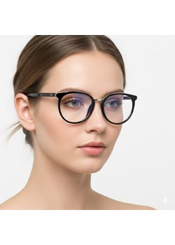 Okulary damskie zerówki kocie z filtrem Blue Light do komputera POL-BLF-727K czarne ze sklepu Stylion w kategorii Okulary zerówki damskie - zdjęcie 189097227