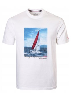 Biała Męska Koszulka (T-Shirt) - Pako Jeans - Żaglówka TSPJNSstensBI ze sklepu JegoSzafa.pl w kategorii T-shirty męskie - zdjęcie 189097816