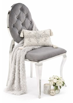 Krzesło medalion w stylu glamour popielaty + srebrny E8-R45 ze sklepu Edinos.pl w kategorii Krzesła - zdjęcie 189098757