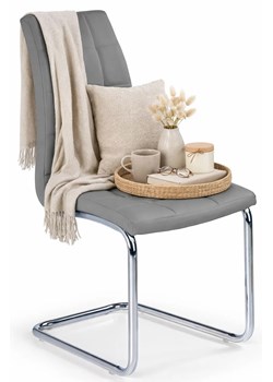 Popielate Pikowane Krzesło Na Płozach F3-C26 ze sklepu Edinos.pl w kategorii Krzesła - zdjęcie 189098768