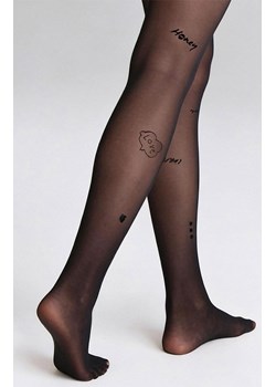 Cienkie czarne rajstopy z ozdobnymi wstawkami Allure G009, Kolor czarny, Rozmiar S/M, Marilyn ze sklepu Intymna w kategorii Rajstopy - zdjęcie 189099957