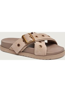 AllSaints Skórzane klapki SUKI WESTERN | zamsz ze sklepu Gomez Fashion Store w kategorii Klapki damskie - zdjęcie 189100158