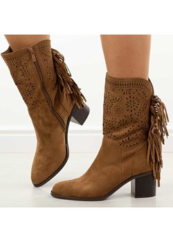 Brązowe ażurowe botki damskie na obcasie M.Daszyński 2337-15 ze sklepu suzana.pl w kategorii Botki - zdjęcie 189102677