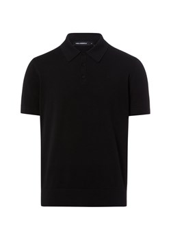KARL LAGERFELD Męska koszulka polo Mężczyźni Bawełna (100%) czarny jednolity ze sklepu vangraaf w kategorii T-shirty męskie - zdjęcie 189102875