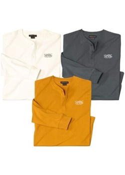 Zestaw 3 koszulek z dekoltem z guzikami Outdoor ze sklepu Atlas For Men w kategorii T-shirty męskie - zdjęcie 189103106